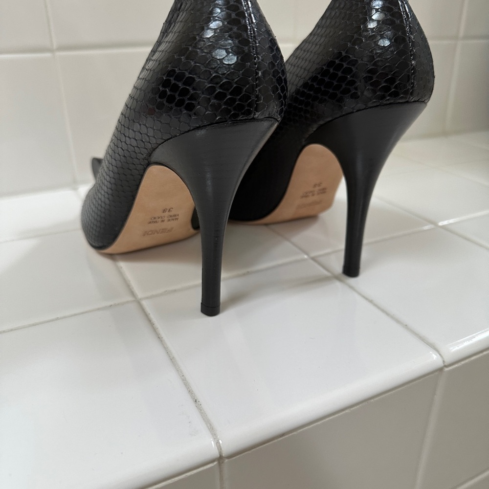 Fendi Black Peep-Toe Women's Shoes - Picture 5 of 6